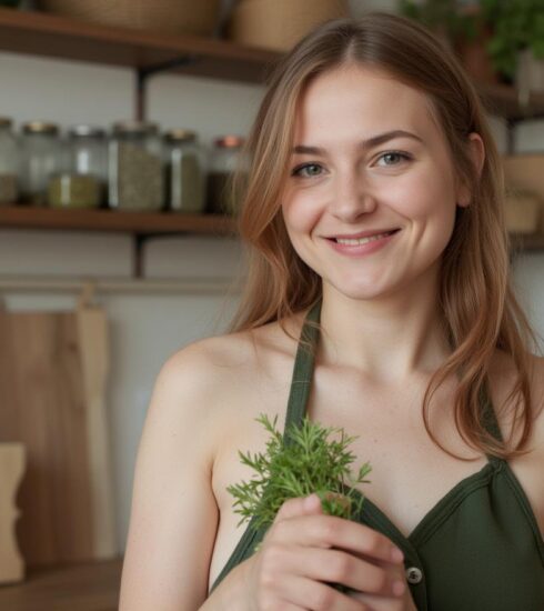 Strava, doplnky výživy a byliny pri redukcii hmotnosti – ilustračné foto: na obrázku dievčina bylinkárka