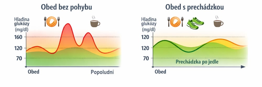 Meranie glukózy naobed, graf